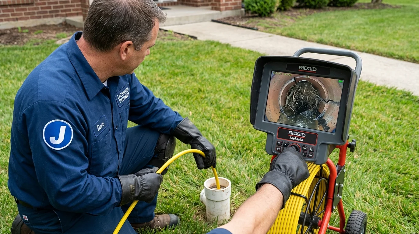 Sewer camera inspection being performed by Johns Plumbing LLC in Agawam